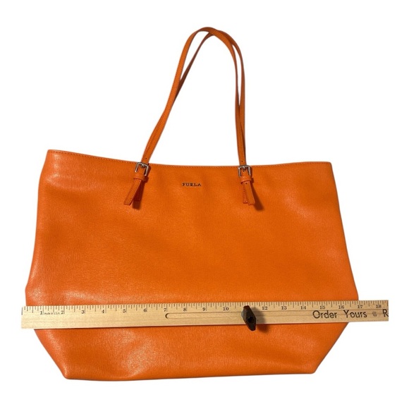 Furla Orange Large Leather Handbag Adjustable Straps - Picture 4 of 10